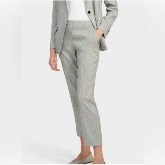 Theory Treeca Pull On Linen Blend Slim Cropped Pants 16 Multi-Colour Pockets - Picture 2 of 16